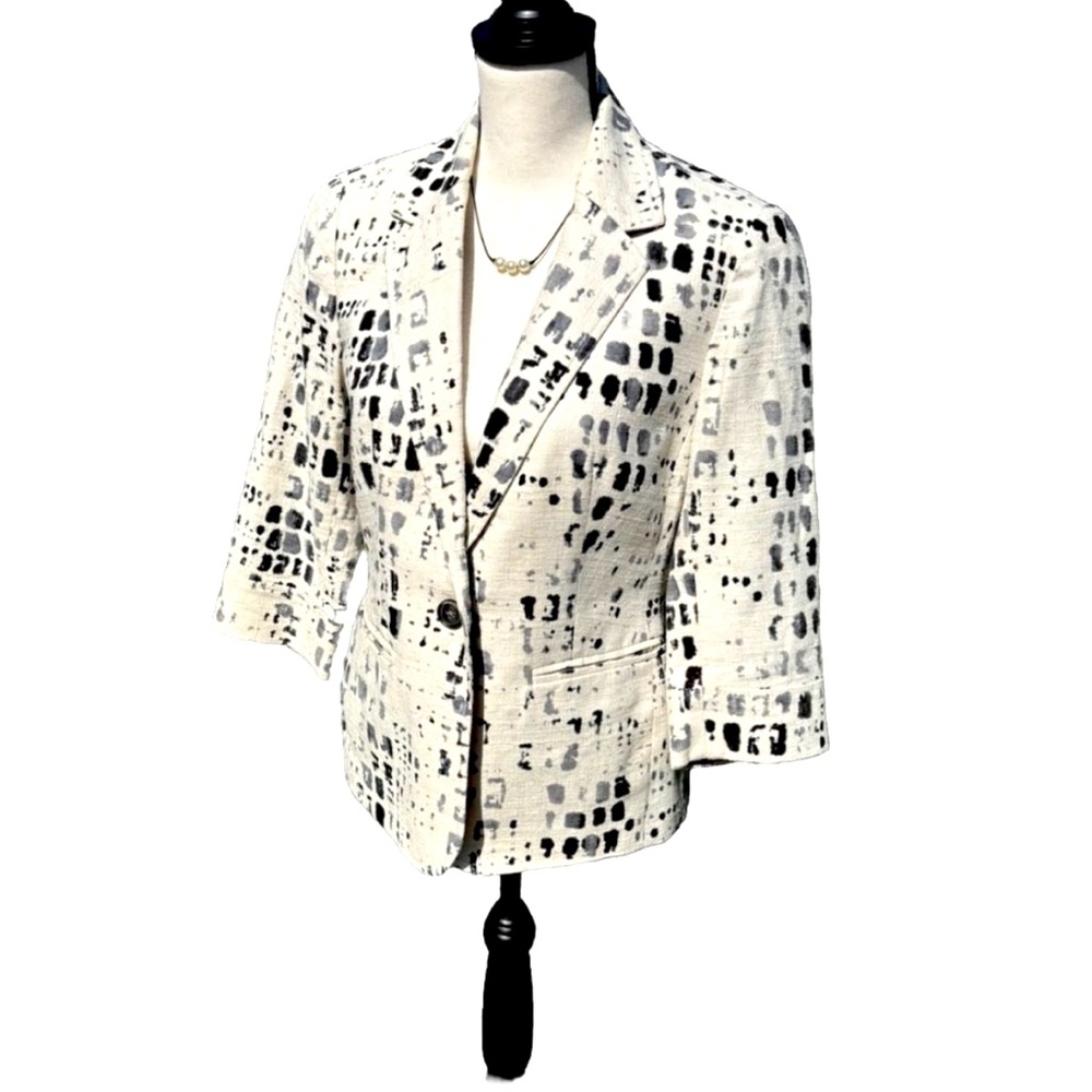 ⭐️3/$12⭐️Coldwater Creek Women's Black and Cream Blazer - Picture 1 of 3
